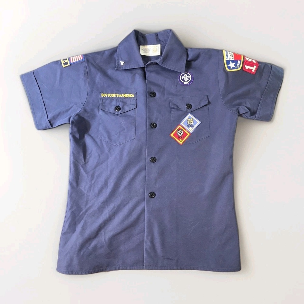 Cub Scout YOUTH M Official Blue Uniform LONG Sleeve Official Shirt BSA Wolf Bear